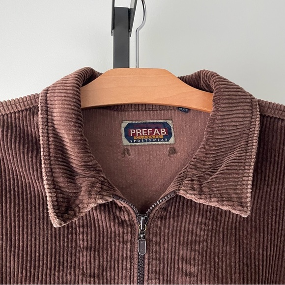 90s Vintage Prefab Sportswear Relaxed Fit Brown Corduroy Jacket Shacket Mens XL - Picture 9 of 10